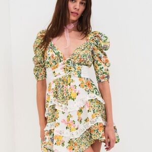 For Love And Lemons Asymmetrical Floral Dress